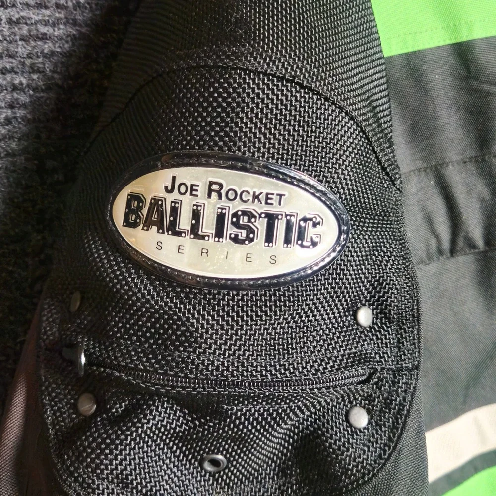 Joe Rocket Ballistic Series Motorcycle Jacket Green Black Mens XL w/Padded Armor